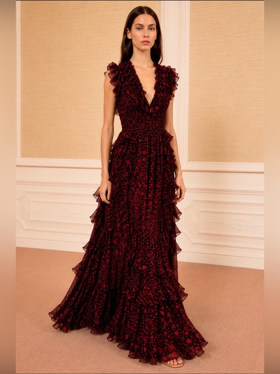 Ulla Johnson Dresses & Skirts - Ulla Johnson Burgundy Ruffled Florella Gown
